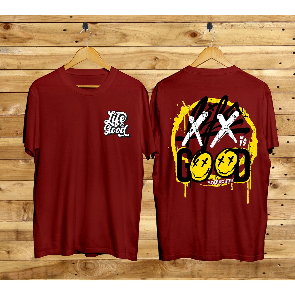 Kaos murah Kaos distro murah baju  distro pria t-shirt murah combed30s SO LIFE IS GOOD MAROON