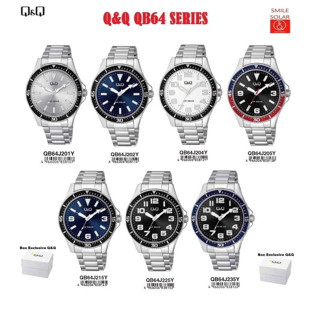 Jam Tangan Pria Business Casual Rantai Stainless Steel Analog Original Q&amp;Q QnQ QQ QB64 QB64J Series