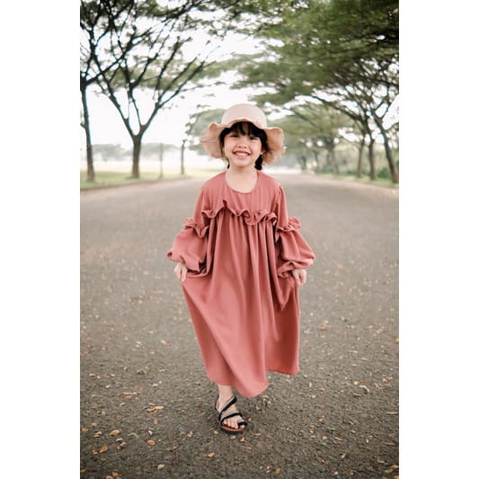 LONG DRESS QUEENSHA DRESS ANAK LEBARAN GAMIS ANAK