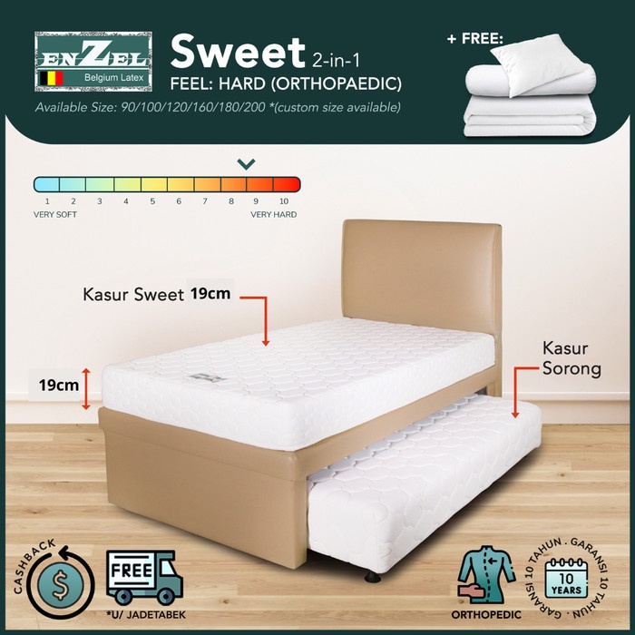 Tempat Set Kasur Sorong Latex Enzel Sweet 2 In 1 Uk.120X200Cm