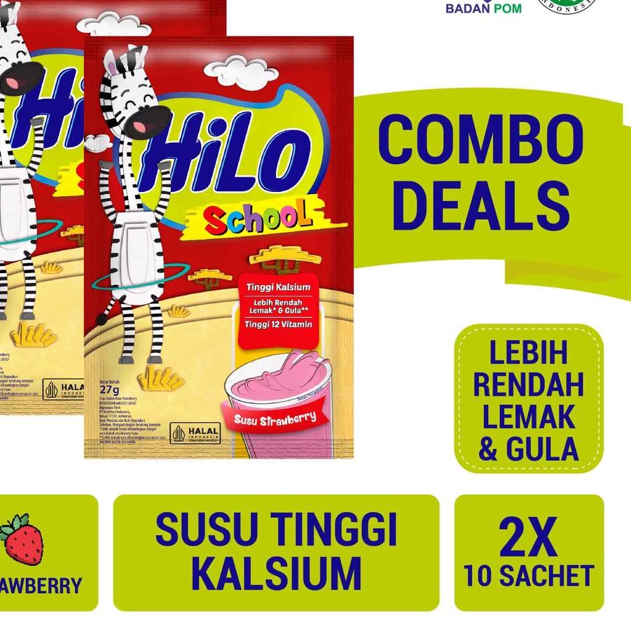 

▼ Twin Pack - HiLo School Susu Strawberry 10 Sachet - Tinggi Kalsium Lebih Rendah Gula ♦