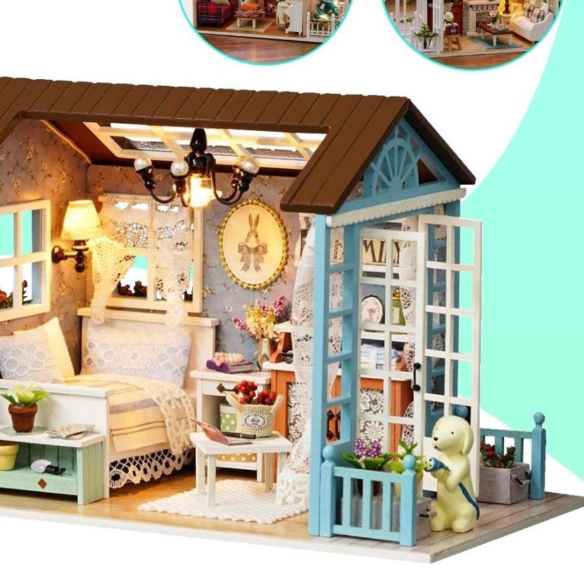 ✪ NVsport Mainan Rumah Barbie DIY Boneka 3D Murah Hiasan Kamar Miniatur Rumah Rumahan Anak Perempuan