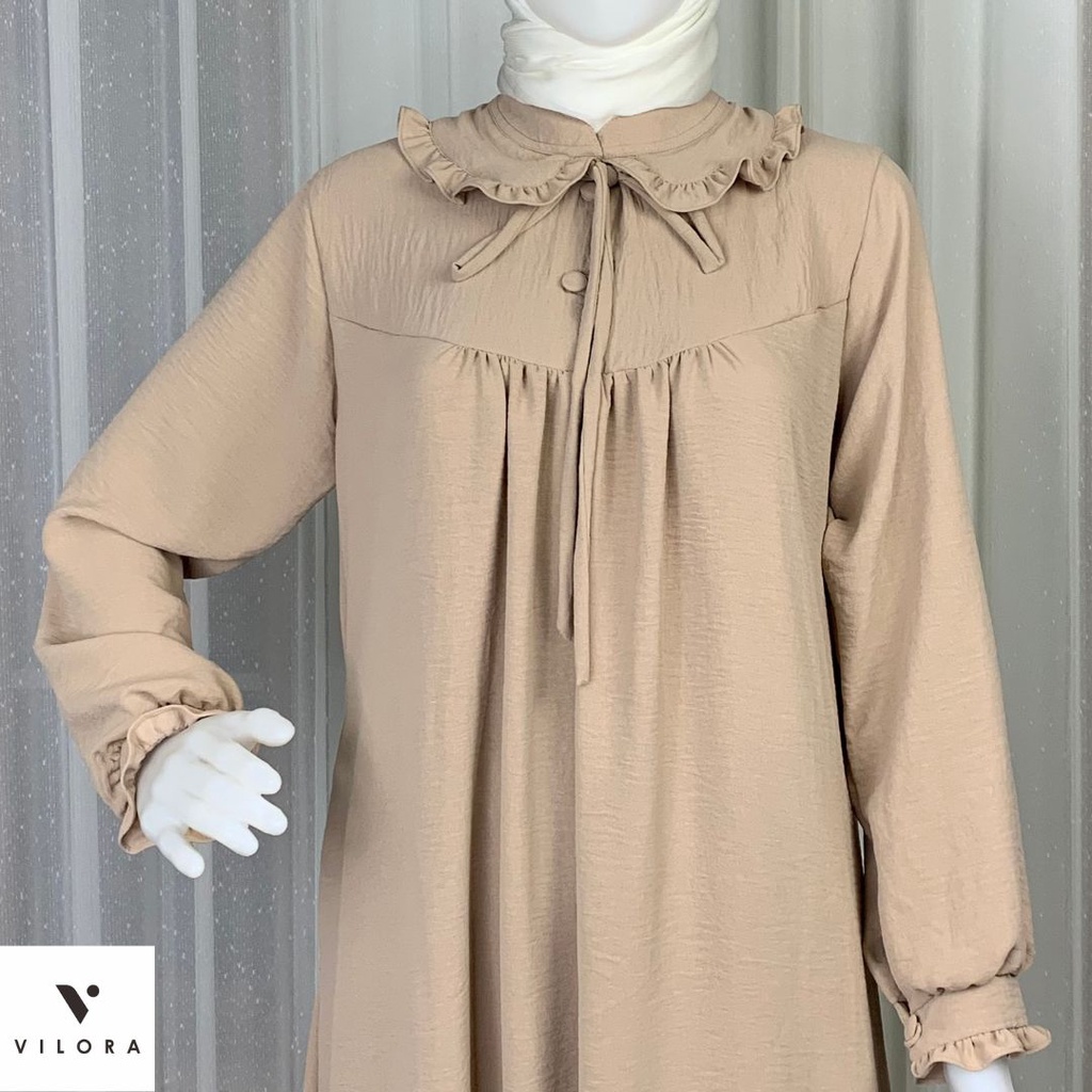Vilora - Visya  Gamis Lebaran 2023 Remaja tanggung Midi Dress (Gamis Crinkle)