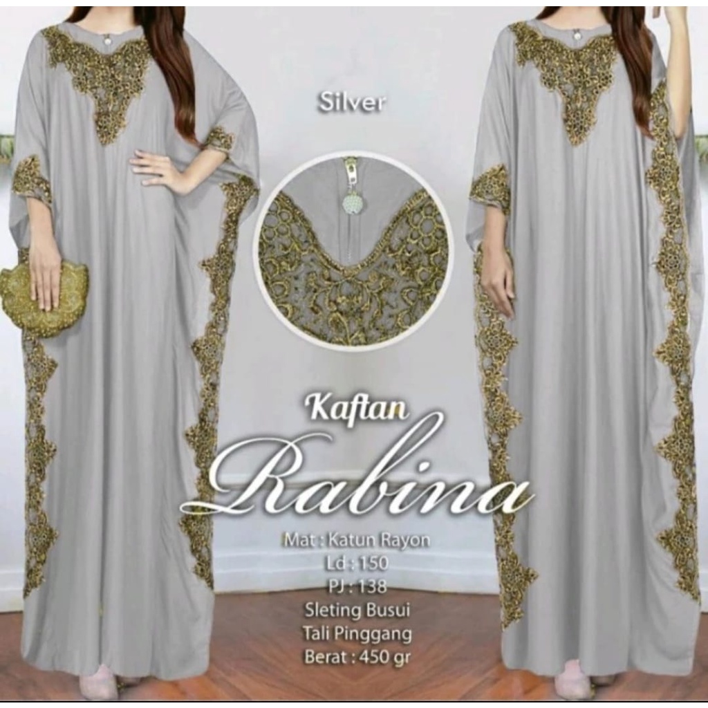 Baju Pesta Gamis Kaftan Jumbo Wanita Muslimah Adem Mewah Elegan Trand Ramadhan Viral Model Terbaru L