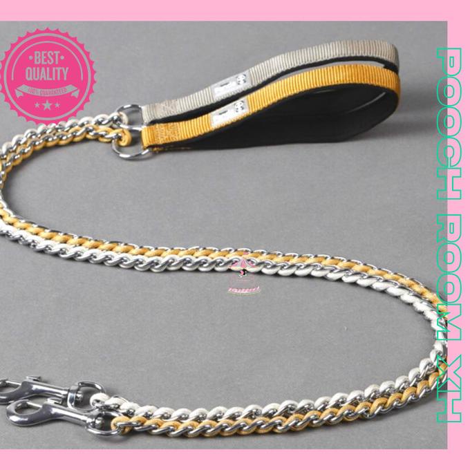 Tali Tuntun Anjing Premium Besi Nylon Rantai Anjing Dog Leash Collar
