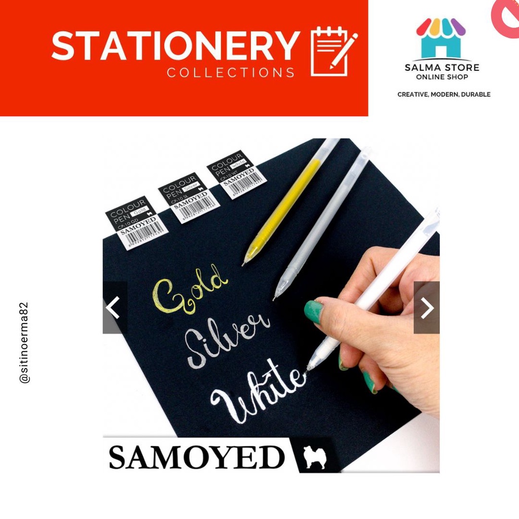 

Pulpen Warna / Tinta Putih / Emas / Perak / Colour Gel Pen Samoyed CP-10 White / Gold / Silver