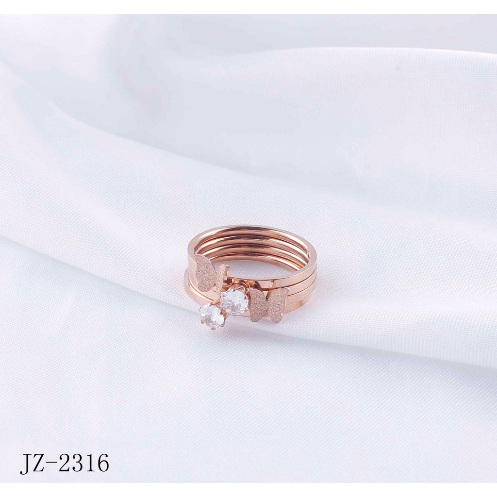 Cincin Titanium Kupu Permata Cantik Perhiasan Fashion 2316/1806