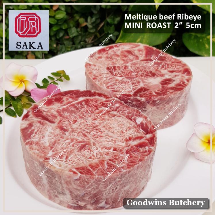 

Daging meltik SAKA BEEF RIBEYE MELTIQUE cuberoll scotch fillet ROAST frozen