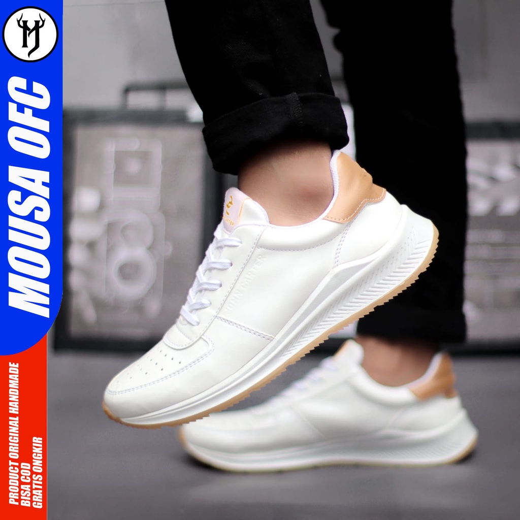 Sepatu Sneakers Pria White Sepatu Kasual Running Original Mousa Bedas