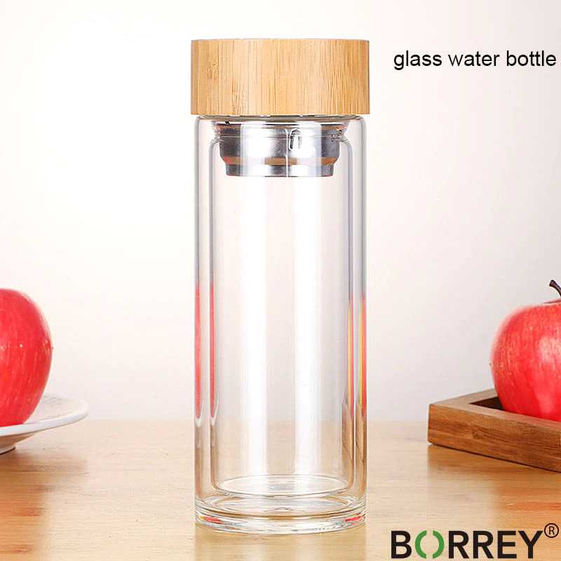 (BISA COD) FTIHSHP BORREY Botol Minum Kaca Tea Infuser Glass Bottle 330 ml - BR-029