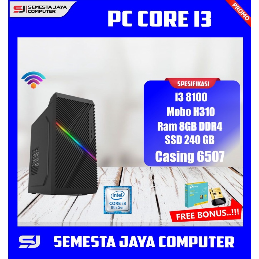 PC CORE I3 8100 SSD 240 RAM 8GB CPU OFFICE / KOMPUTER KANTOR