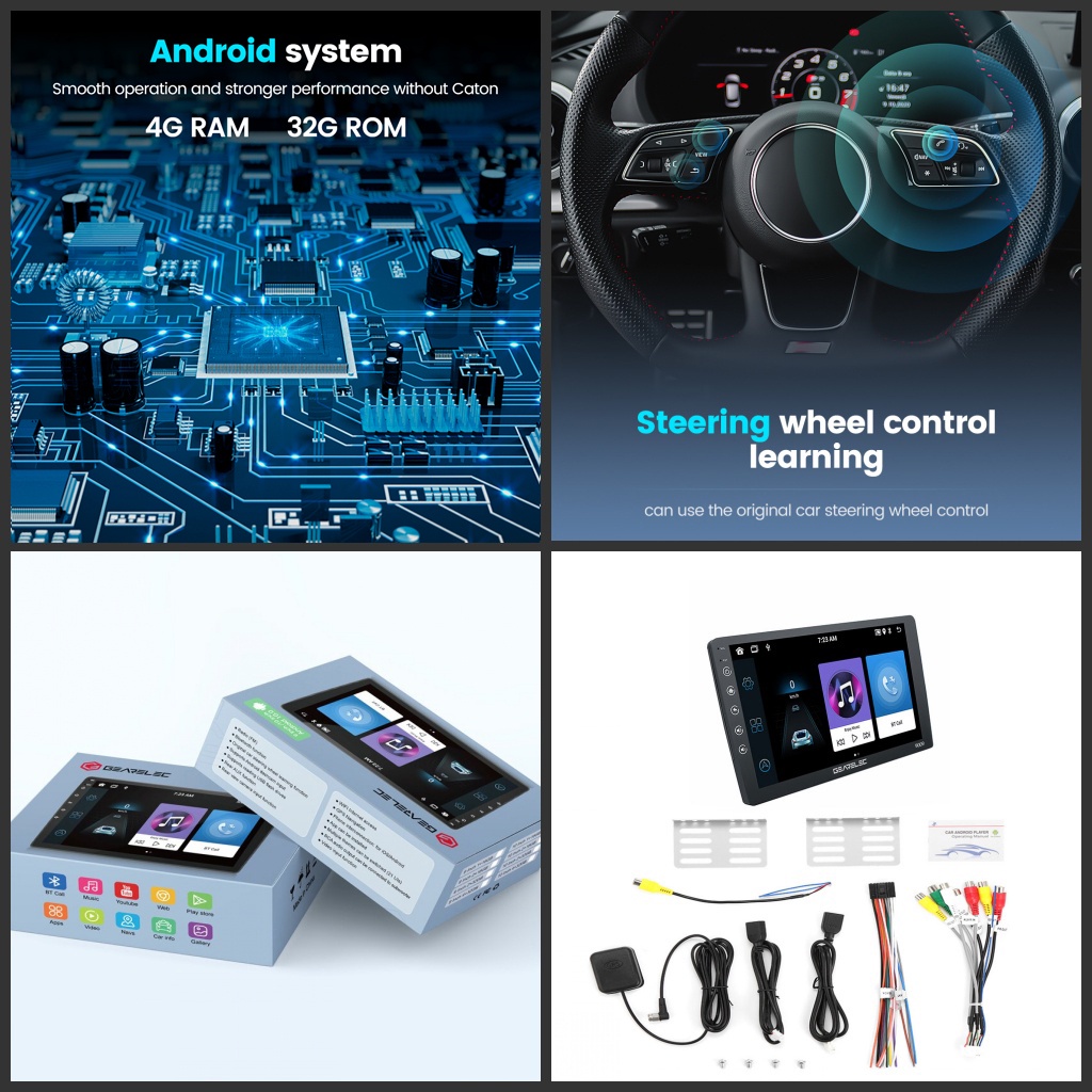 GEARELEC Car Radio Mobil Navigasi 4G + 32G Android12 Head Unit with 25 tema car radio 7/9/10 Inci IPS Lapisan Layar Sentuh  Dukungan WiFi/GPS/youtube Image 9