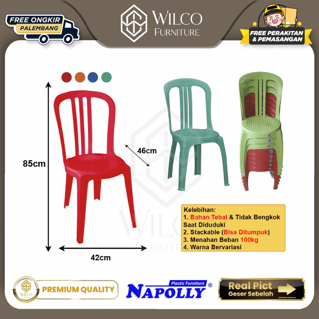 Kursi Plastik BP 101c Napolly | Bangku Plastik Sandaran | Kursi Makan Plastik Napolly