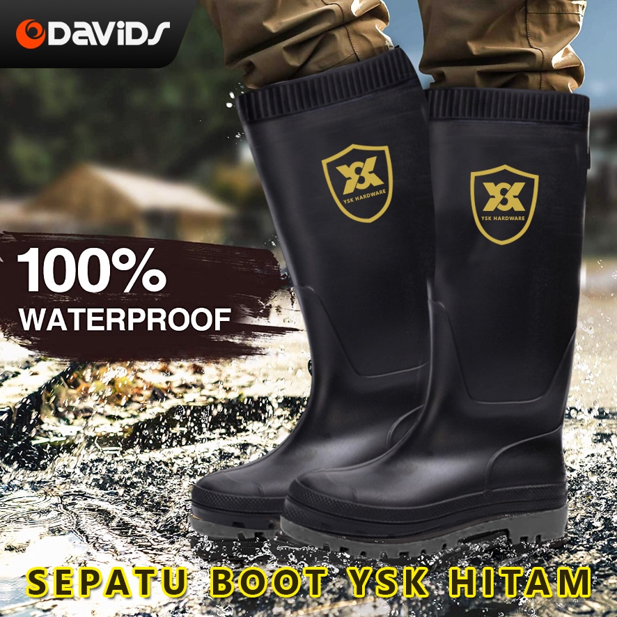 Sepatu Boots Karet Boot Hitam Pria Kerja Safety Proyek Bot Panjang Vpr