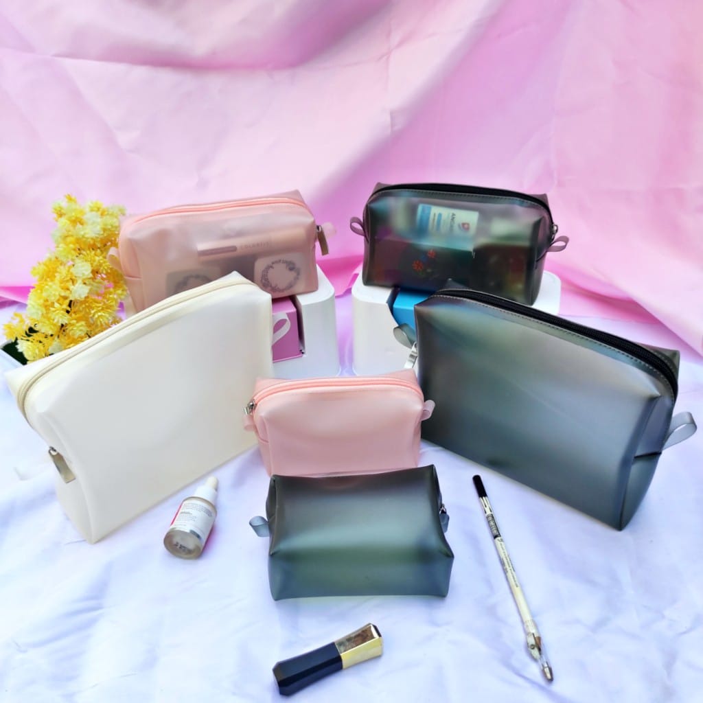 Pouch Transparant Makeup Cosmetic Travel / Dompet Kosmetik