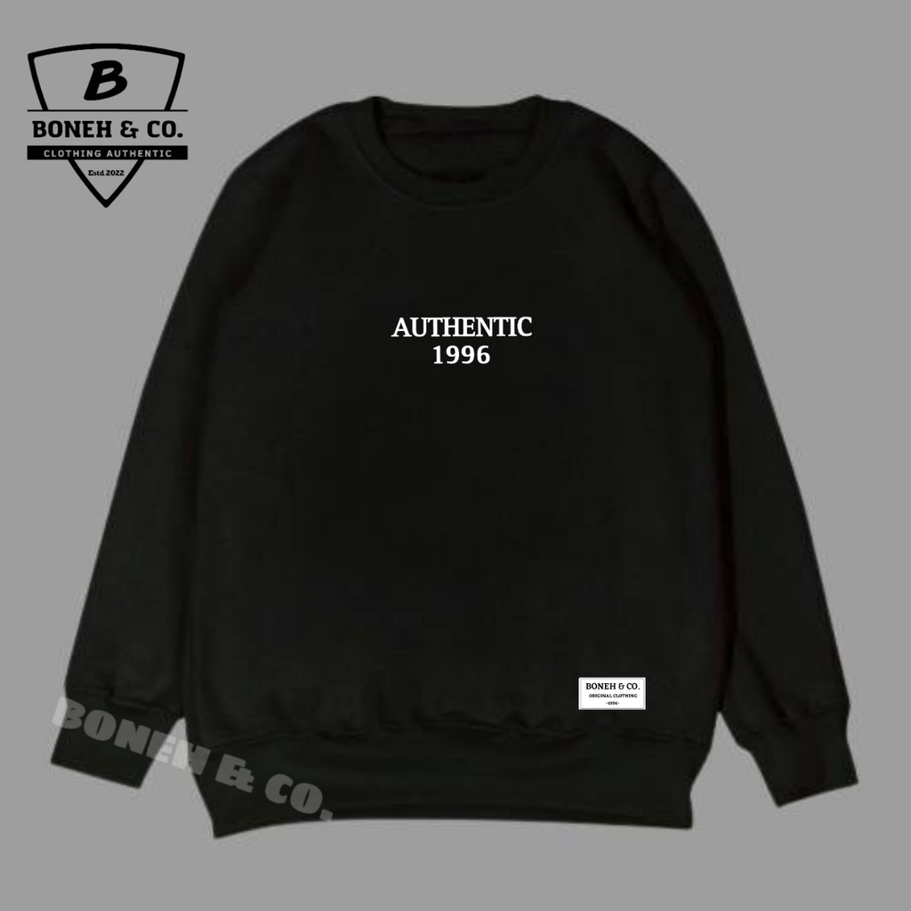 Sweatshirt Pria wanita Original Distro Warna Hitam Oversize Jumbo Size XXL 2XL Cn Crewneck Cewek Cowok Sablon List Authentic Sweater Crewneck Hitam Polos Bahan Katun Tebal Lembut Tidak Berbulu Crewnek Remaja Korean Harga Murah Cod