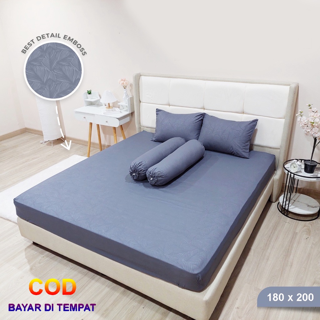 [✅COD] Paket Seprei Sprei 180x200 Dan 4 Sarung Bantal Guling Homemade Katun Polos Embos Perlengkapan Dekorasi Kamar Rumah Murah