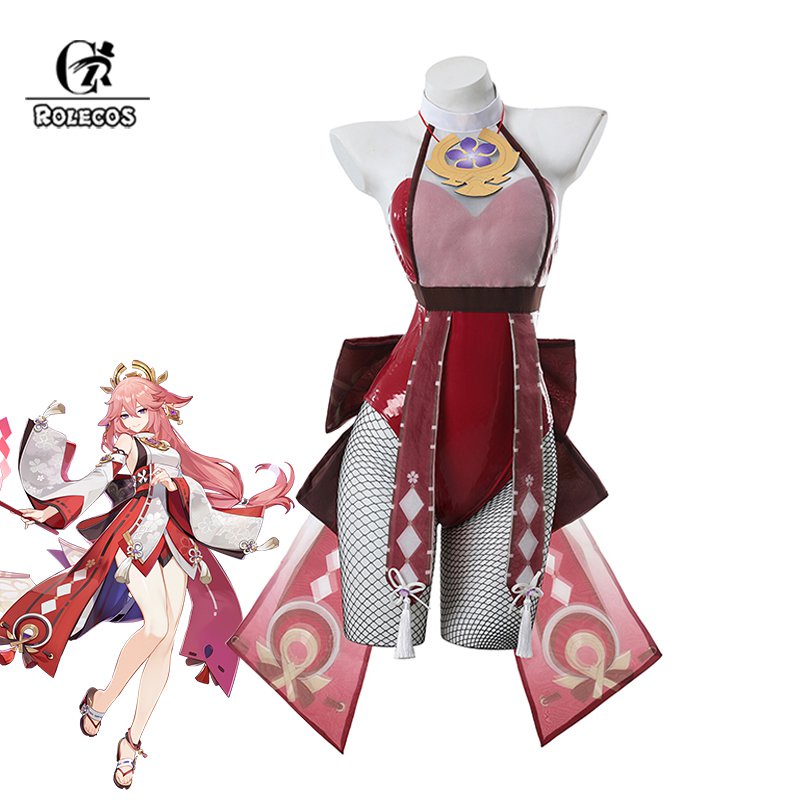 Bunny Girl Yae Miko Cosplay Costume Genshin Impact Yae Miko Bunny Suit Original Sexy Women R