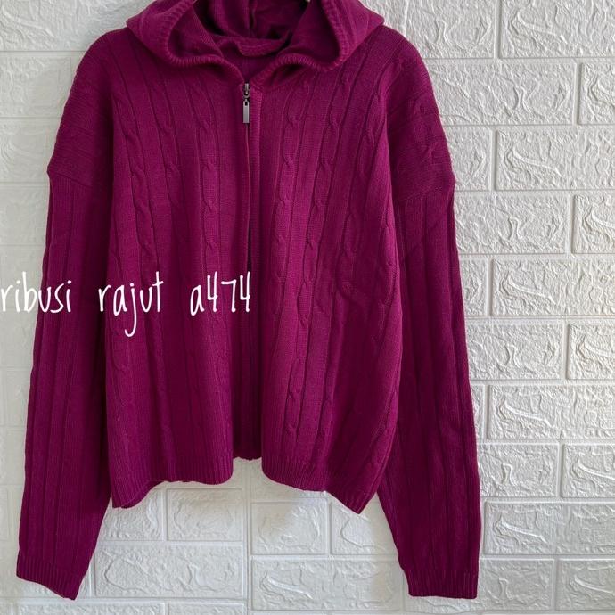➸ JAKET SWEATER RAJUT HOODIE MOTIF CABLE RESLETING BAHAN RAJUT PREMIUM ❆
