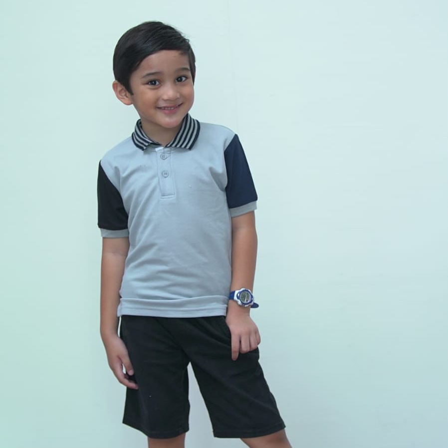 Anak - Polo Shirt Gray Lengan Hitam Navy - Lacoste - Jos Miracle Bandung - Miracle - JMB