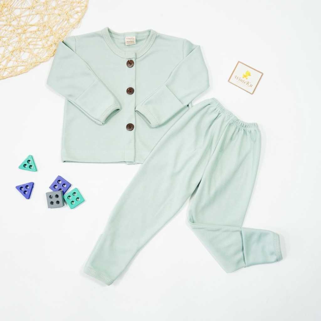 WINTEKU PAJAMAS Set Raffi Colour-Setelan Kancing Panjang POLOS Raffi Colour