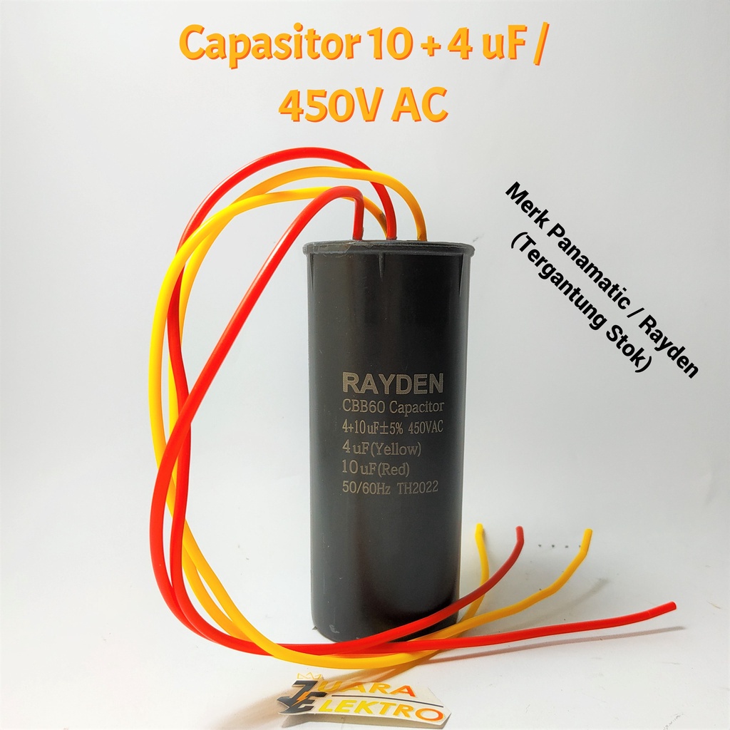 Kapasitor Mesin Cuci 10 + 4 uF / 450 Volt | Capasitor Mesin Cuci 10+4uF / 450VAC Body Bulat Hitam Rayden