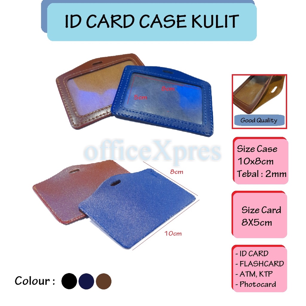 Jual ID Card Kulit / Name Tag Kulit / Card Holder Horizontal / Tempat Kartu Id Card / Name Badge