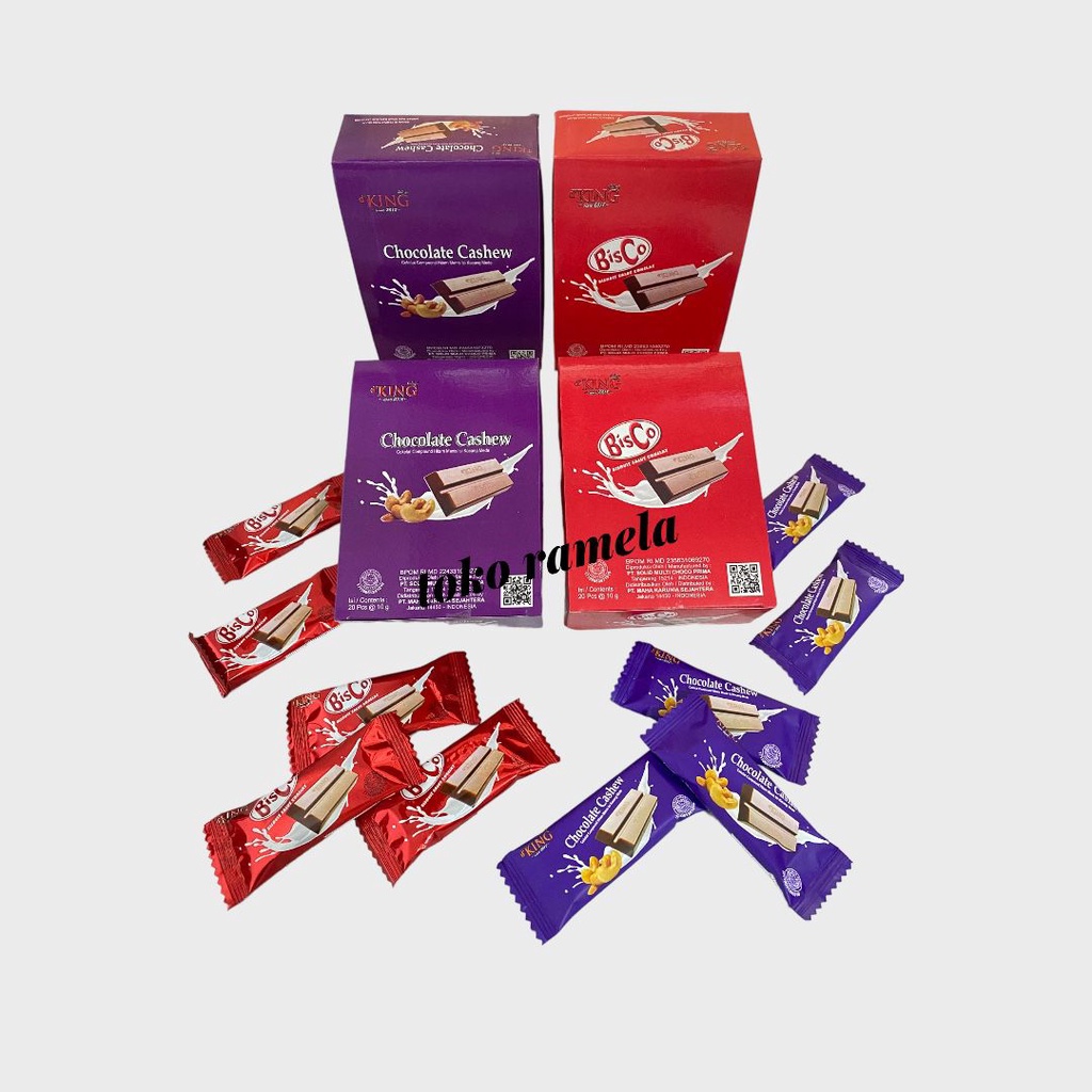 

( ECER )BONIBOL COKLAT CASHEW DAN BISCO KEMASAN PACK isi 20pcs