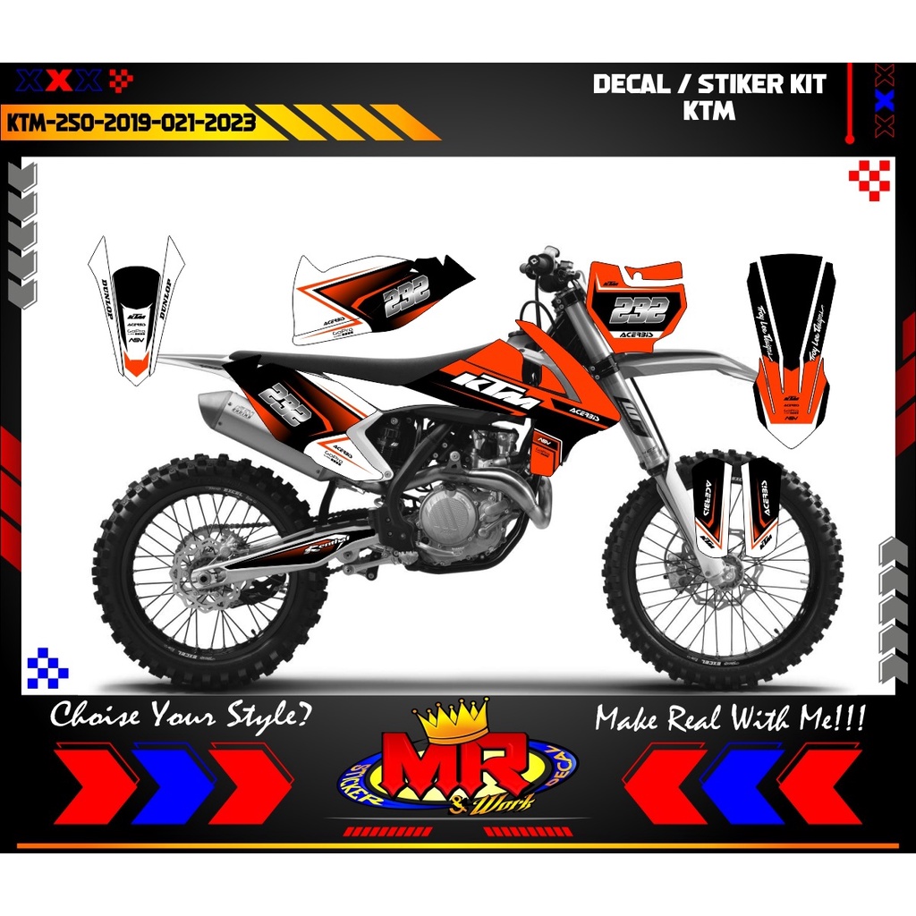 Decal Kit Stiker Custom KTM 250 2019 Motocross Striping Decal Racing