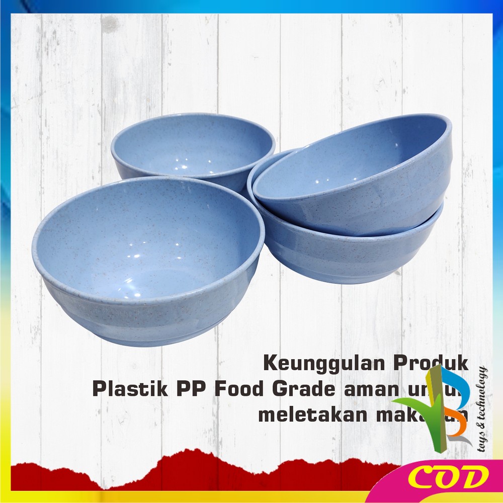 RB-C810 Mangkok Set 4PCS 19CM Wheat Straw Bowl Mangkuk Jerami Gandum Ringan untuk Nasi / Sup Mie / Sereal / Alat Makan Plastik Warna-Warni