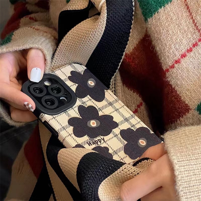 Plaid Flowers Soft Case OPPO K5 K3 Realme XT X F9 Pro A31 2020 F11 A83 A91 Reno 3 A95 Streak Casing VIVO S1 Y19 V9 iP iPhone 6 6S 7 8 + Plus X XR SE 2020 XS Max 11 12 13 Pro Max