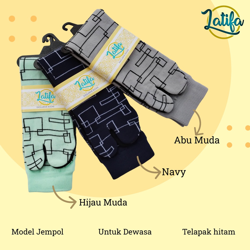 Kaos Kaki Jempol Muslimah Dewasa Motif Kotak Bahan Nilon Panjang Sebetis