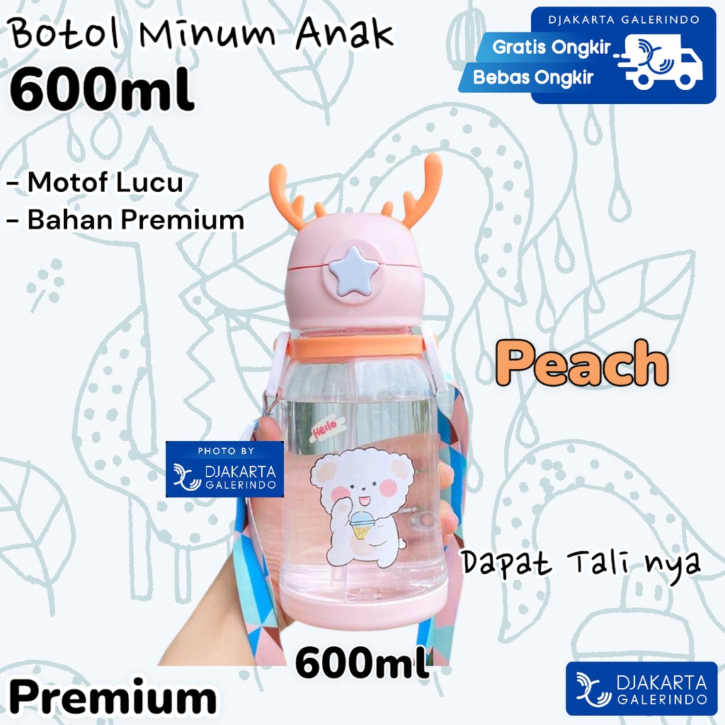 Botol Minum Anak Lucu Tanduk Rusa 700ml - 600ml - Free tali