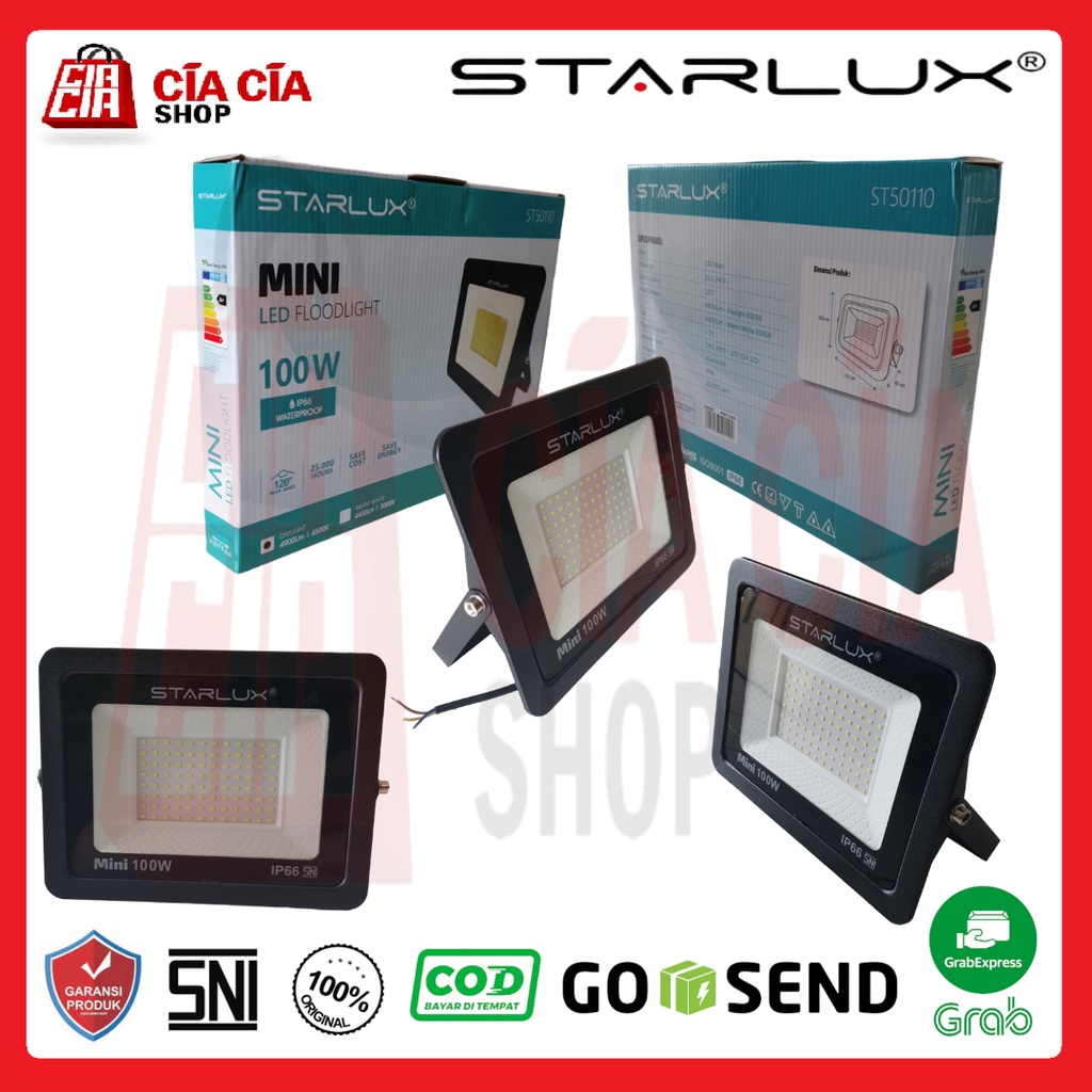 Starlux Lampu Tembak Mini 100 WATT LED Floodlight Mini 100W Lampu Sorot 100 W