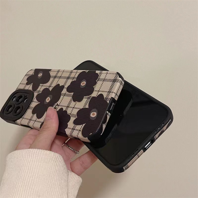 Plaid Flowers Soft Case OPPO A3S C1 A7 A5S A12 A11K A9 A5 A53 A33 2020 A52 A92 Casing VIVO Y11 Y12i Y12 Y15 Y17 Y50 Y30 Y30i Y83 Y81 Y20 Y20i Y20S Y20A Y12S Y91C Y93