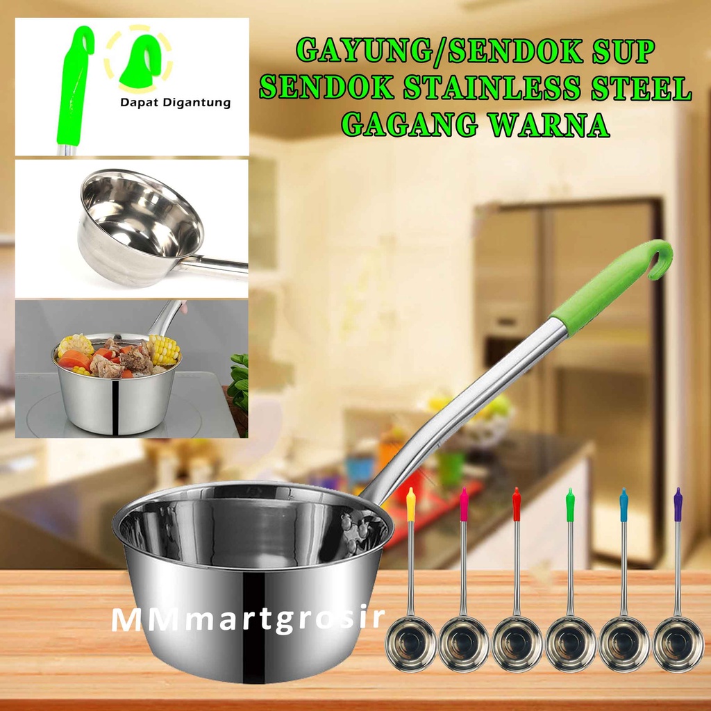 Gayung Sendok Sup / Sendok Stainless Steel / Gayung Pegangan Warna / Multifungsi