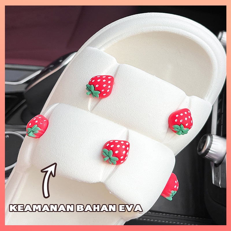 Sandal wanita karet terbaru 2023 Sandal jelly wanita korea import lucu pola DIY Sendal slop wanita murah kekinian elastic empuk EVA