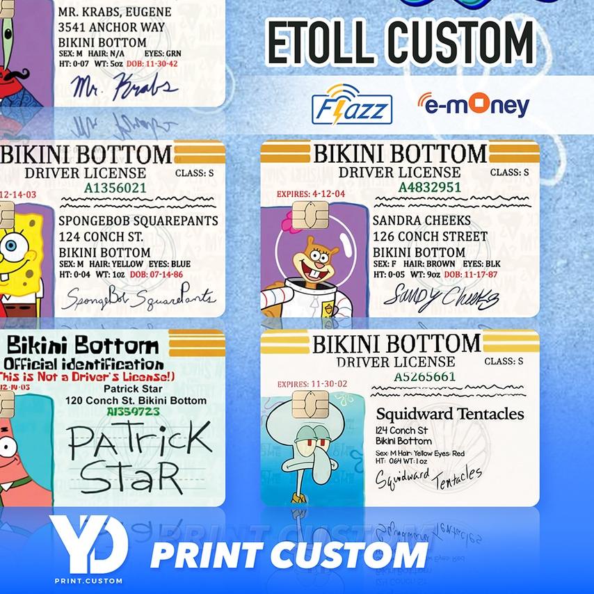 ♗ KARTU FLAZZ GEN 2 / KARTU EMONEY / SPONGEBOB EDITION / DRIVER LICENSE ✫