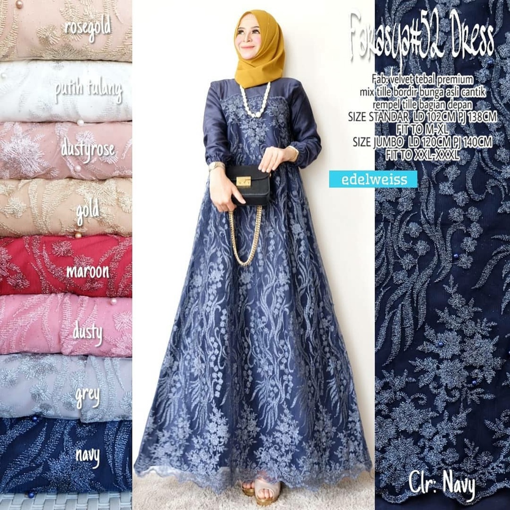 Farasya Dress #52 Gamis Kondangan Super Jumbo xxxl Ld 130cm Gamis Brukat Jumbo Gamis Lebaran Terbaru Dress Muslimah Gaun Pesta Gamis Seragam Pernikahan Outfit Bridesmaid Terbaru Gaun Resepsi Pernikahan Muslimah Wedding Dreses Warna Rose Gold Greentea Nude