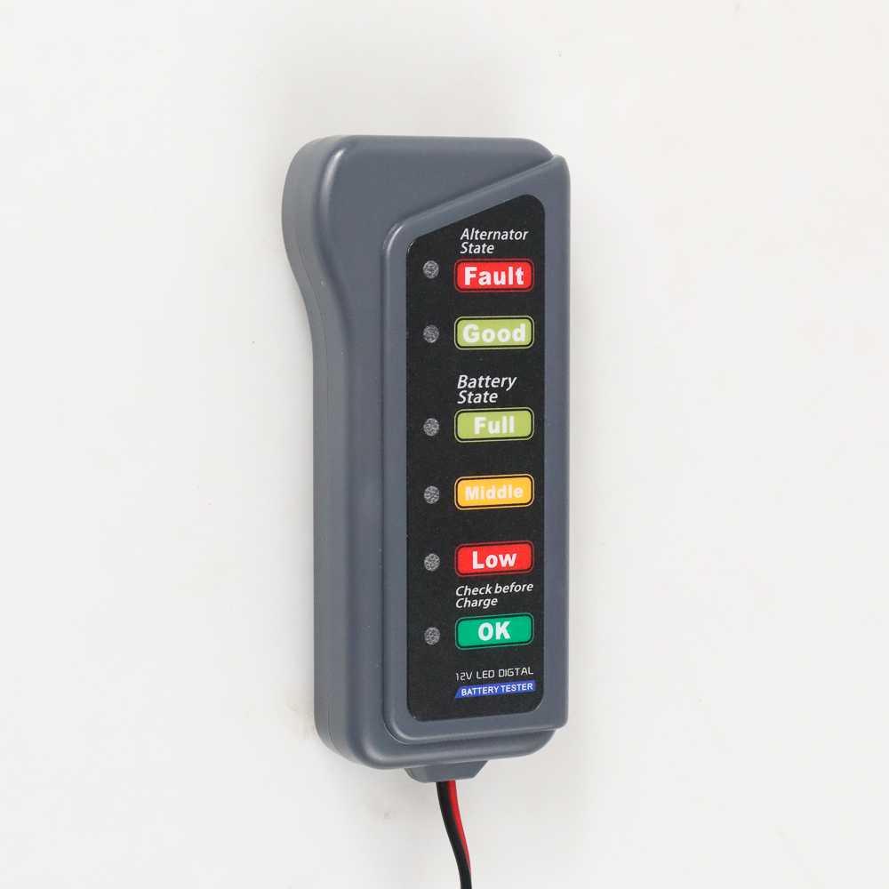 Tester Baterai Digital Diagnostik Mobil 12V 6 LED - AHX-009 - Black