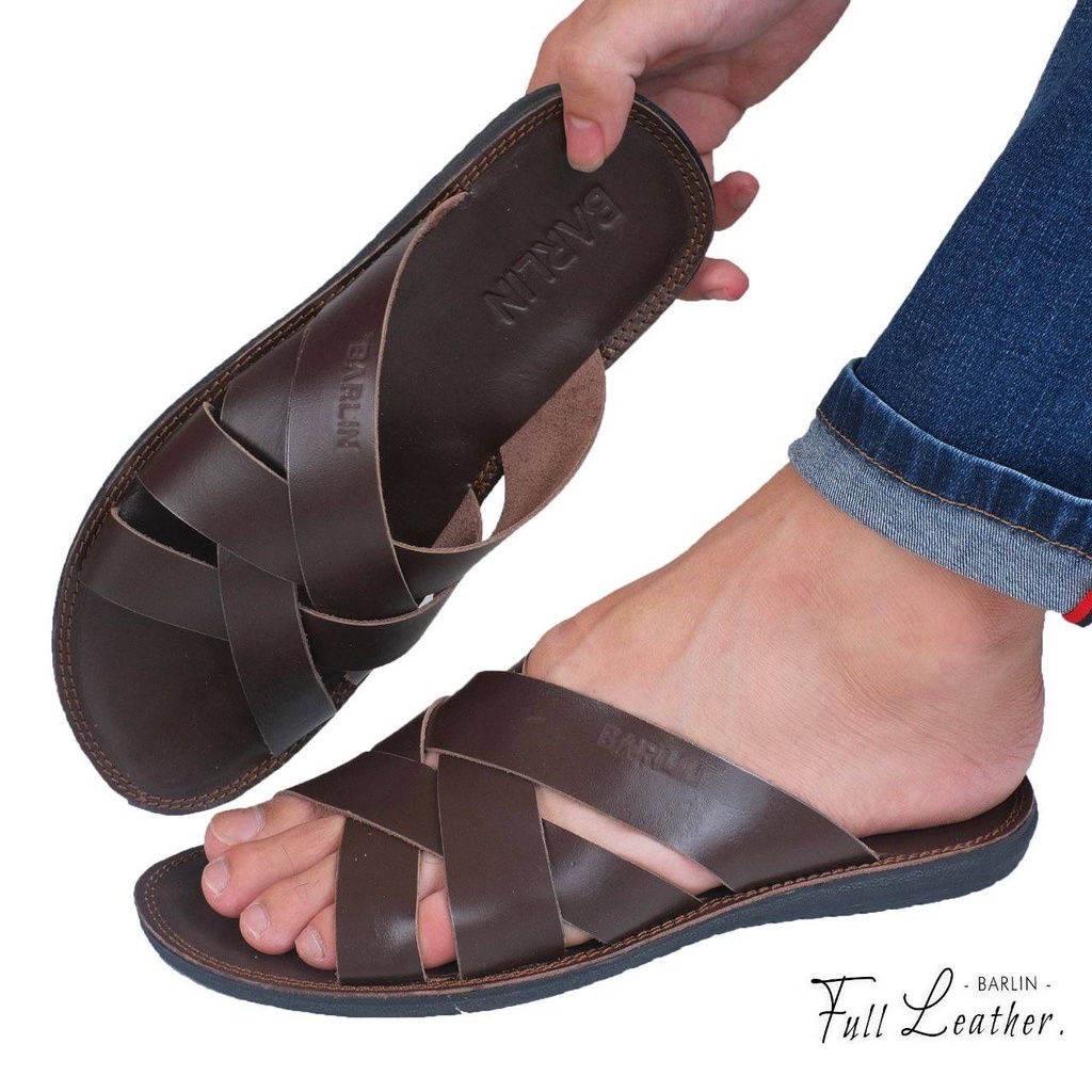 Fatimahshoes Sandal Kulit Slide Kasual Formal Pria