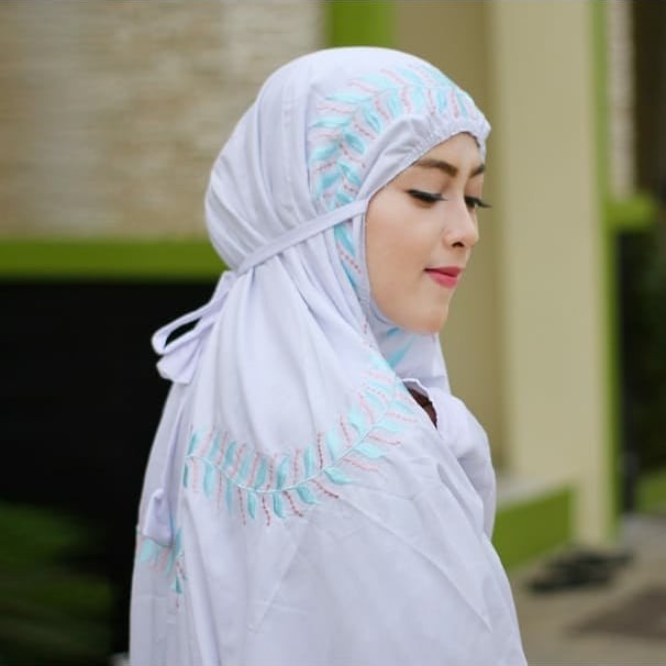 Mukena Terusan Dewasa Lajuran Dewasa Bordir Daun Katun Mikro
