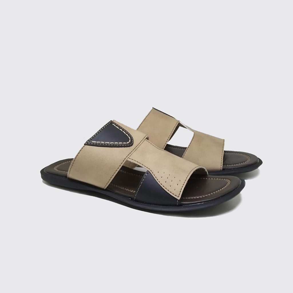 ASHTON X ZAGIB | Sandal Pria Slide Ukuran Besar Jumbo 44-45-46-47-48 / Sendal Flat Cowok Big Size Kulit Asli