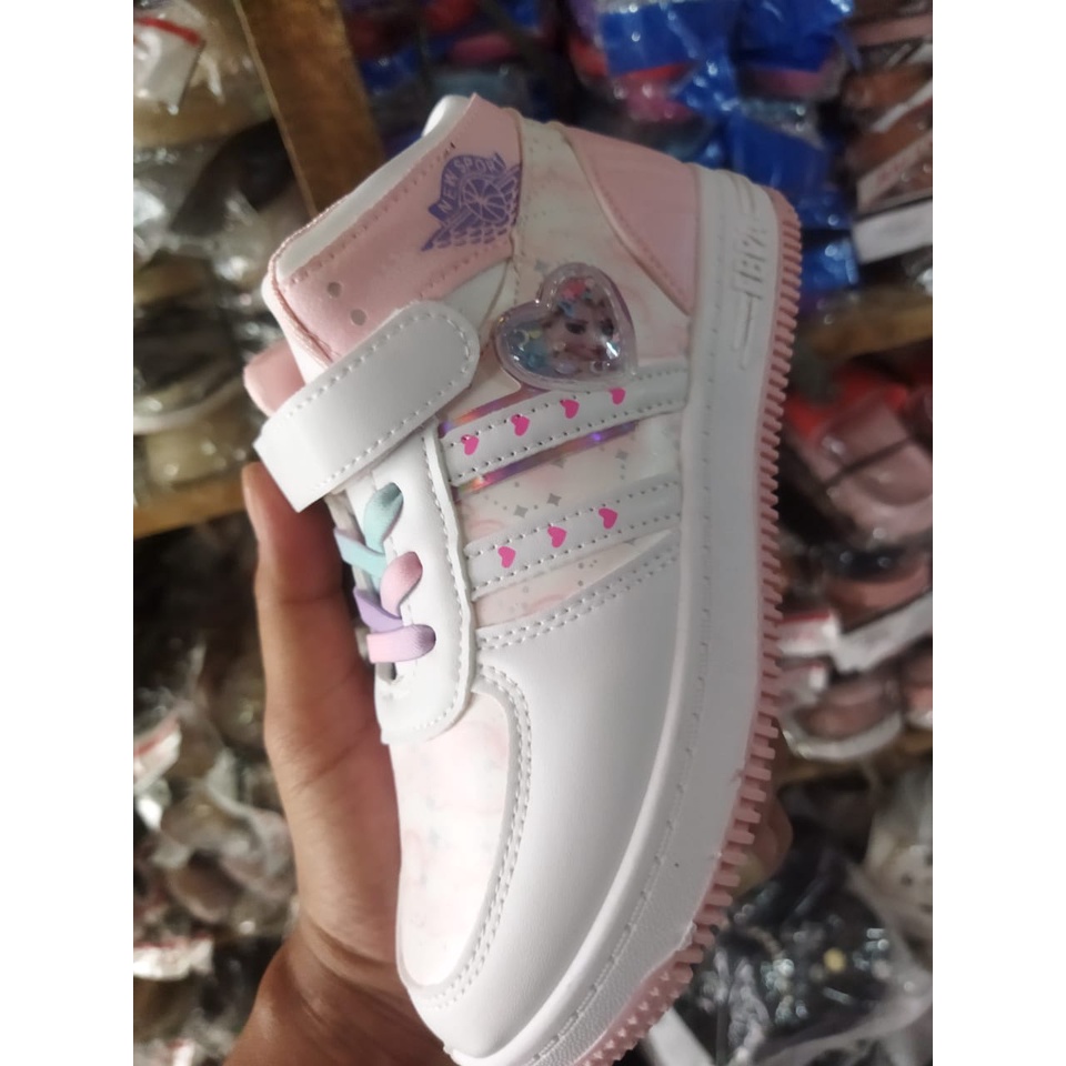 sepatu sneakers anak perempuan motif elsa terbaru B-D9 (26-37) sepatu anak import murah