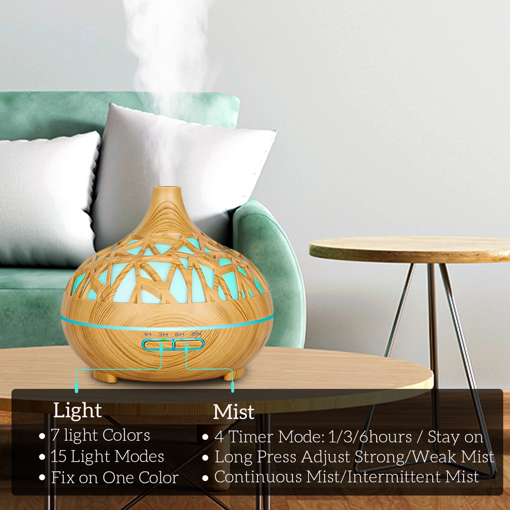 500ML Humidifier Diffuser Aromaterapi 7 Color LED Air Humidifier Pelembab Udara Essential Oil Aromatherapy