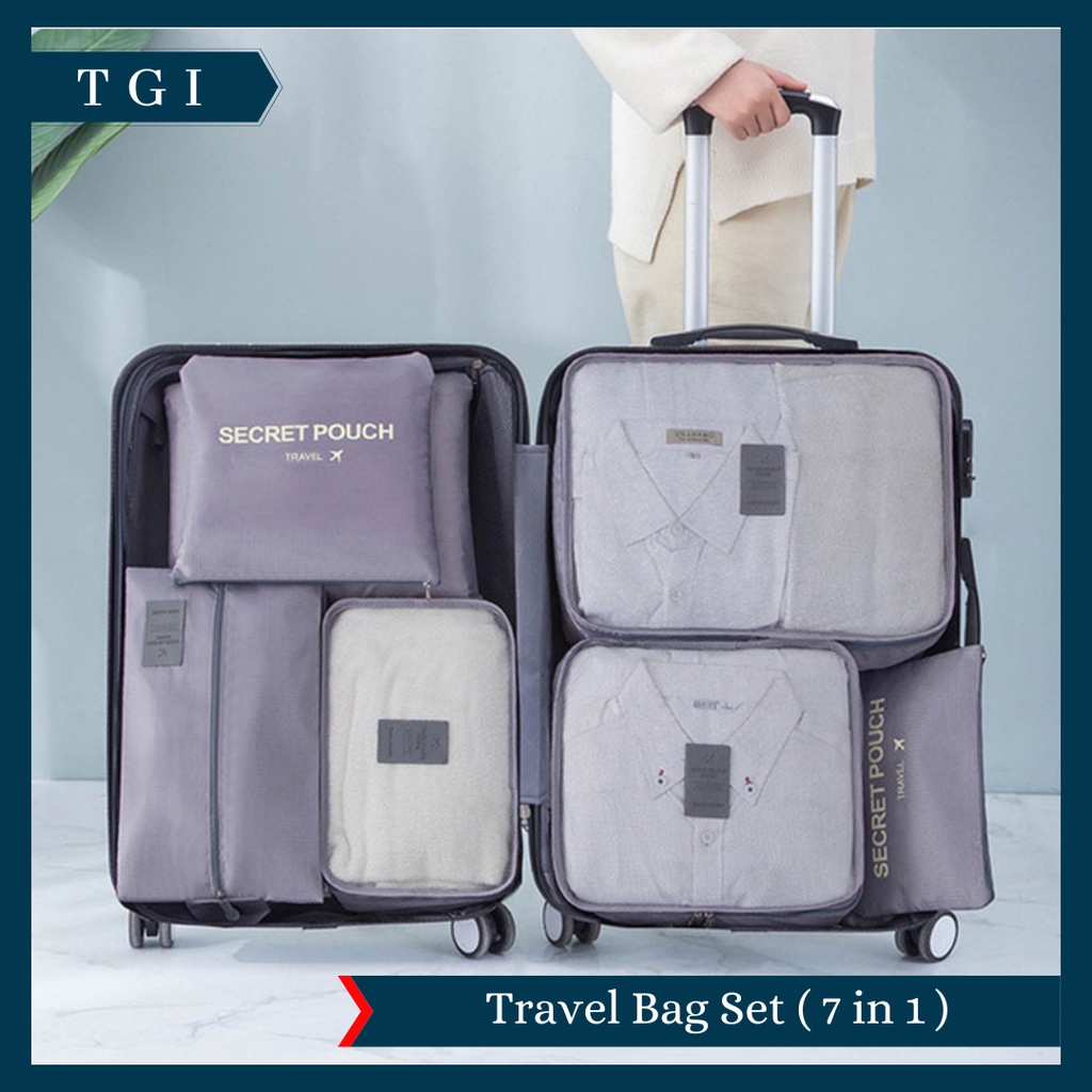 TGI - [7 IN 1] TRAVELLING BAG / TAS ORGANIZER KOPER / STORAGE LUGGAGE BAG / TAS PENYIMPANAN TRAVEL / ORGANIZER BAG SET