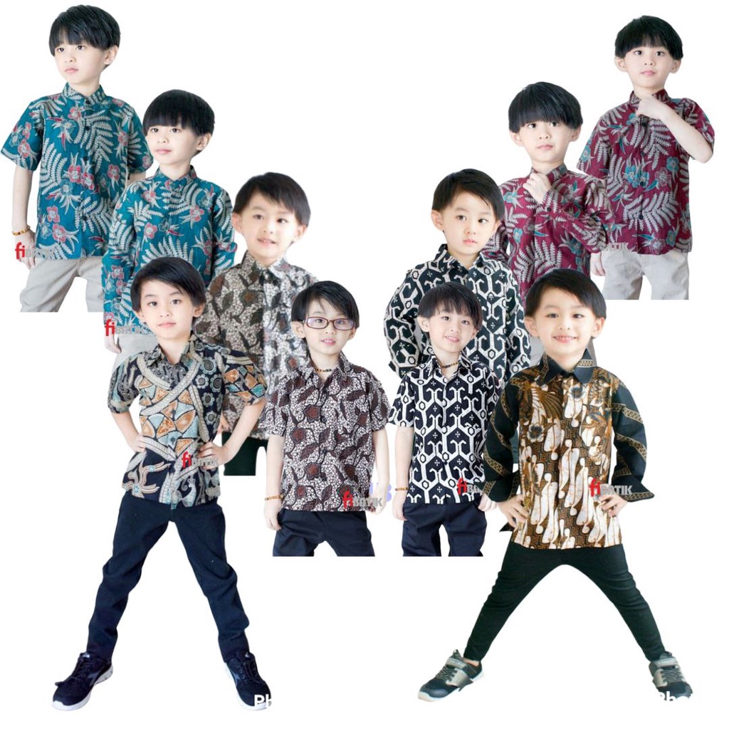 Kemeja Batik Anak Laki-laki Lengan Panjang / Baju Batik Anak Cowok Usia 2-12 tahun