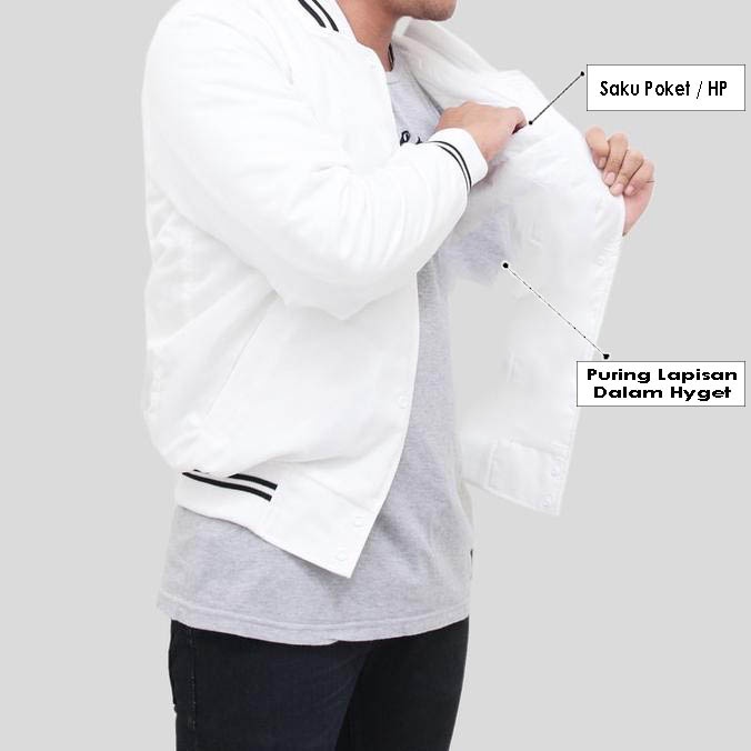 BESTPROMO Jaket Baseball Varsity Polos Full Lapisan Dalam / Jaket Varsity Polos Vintage Baseball