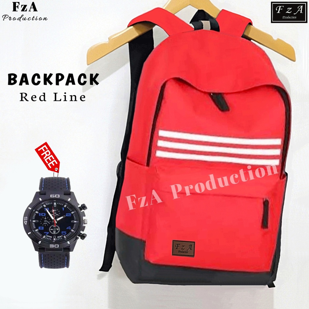 Tas Ransel Pria Wanita Distro Tas Laptop  Ransel Punggung Backpack Original Free Jam Tangan Sport