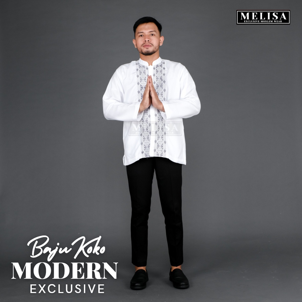 Baju Koko Pria Lengan Panjang Bahan Poli Katun Warna Putih Tulang Size M L XL XXL XXXL XXXXL Fashion Muslim Pria Terbaru